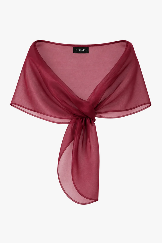 "Joan" Pull Through Organza Shawl Wrap - Wine | Betsy & Adam