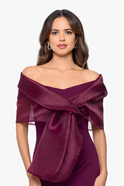 "Joan" Pull Through Organza Shawl Wrap - Wine | Betsy & Adam