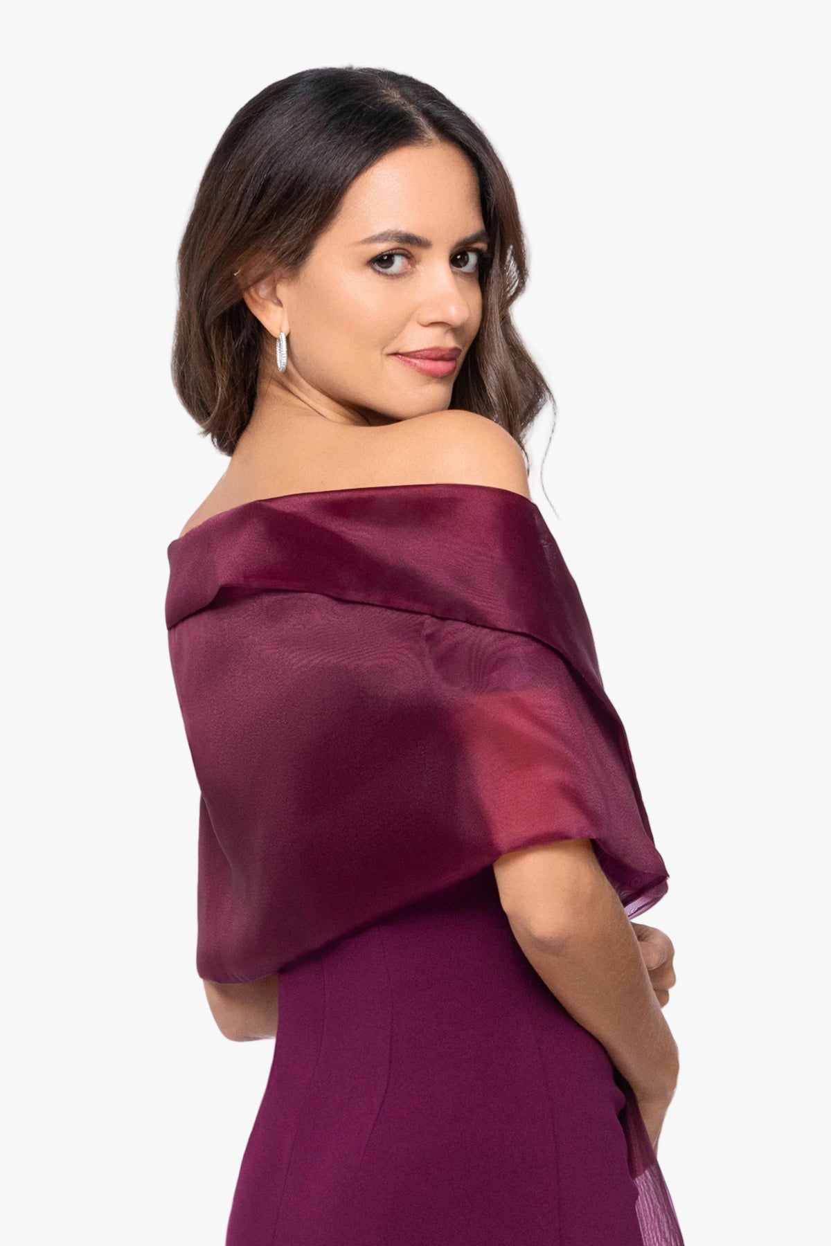 "Joan" Pull Through Organza Shawl Wrap - Wine | Betsy & Adam