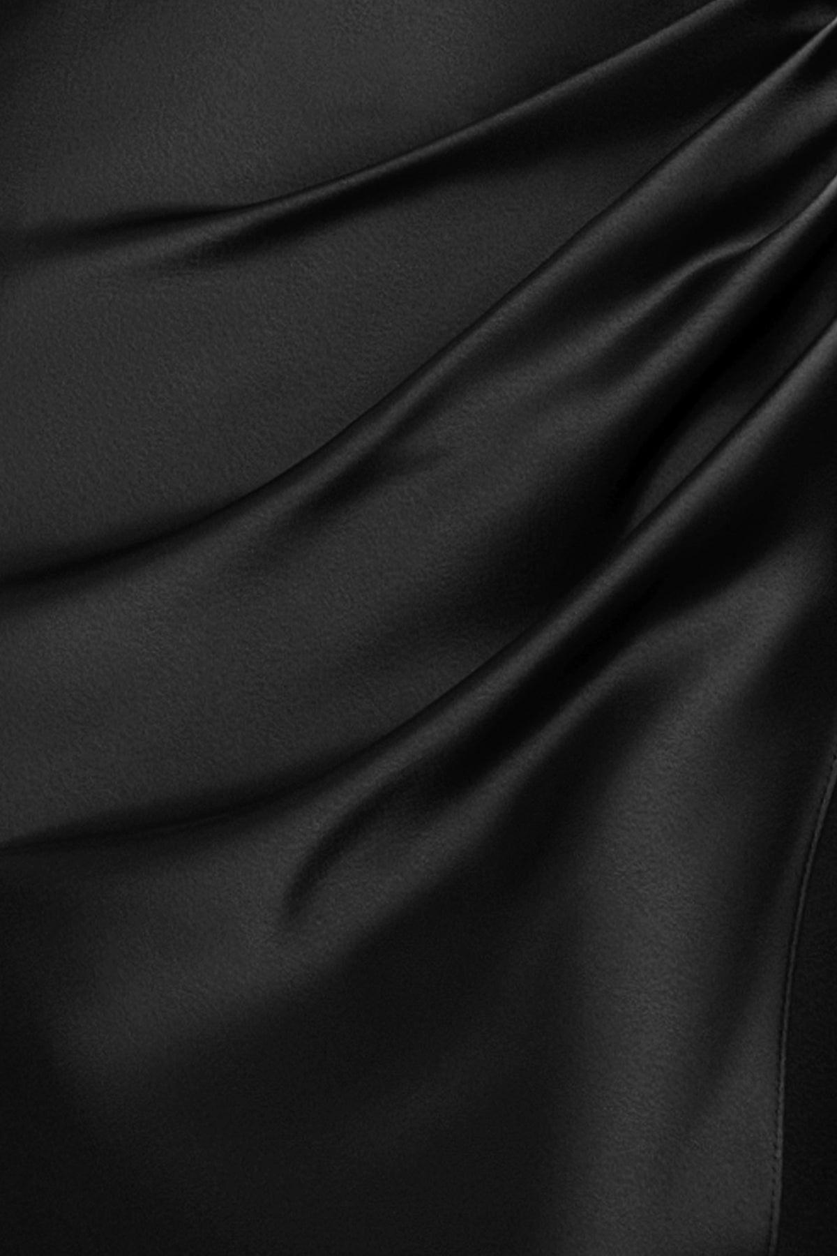 “Hailey” Double Faced Satin Off The Shoulder Ruched Dress - Black | Betsy & Adam