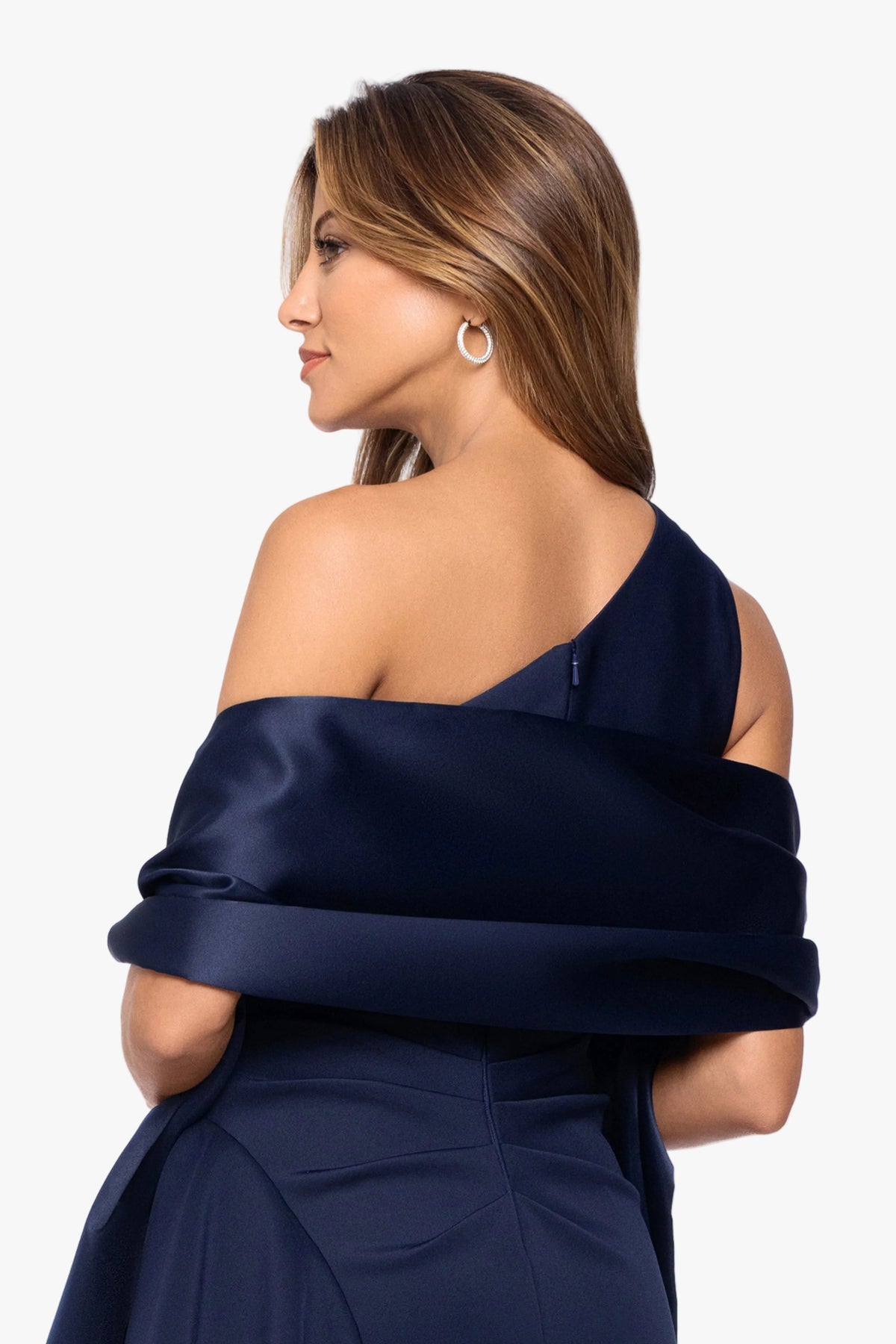 "Ayla" Satin Wrap Shawl - Navy | Betsy & Adam
