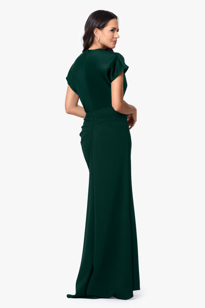 "Rinna" Scuba Crepe & Satin Cowl Neck Dress - Hunter | Betsy & Adam