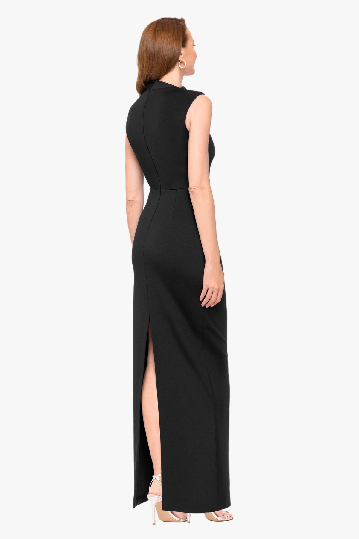 "Mitch" Techno Scuba Asymmetrical Neckline Dress - Black | Betsy & Adam