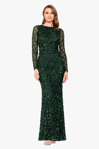 "Hudson" Sequin Long Sleeve Dress - Hunter | Betsy & Adam