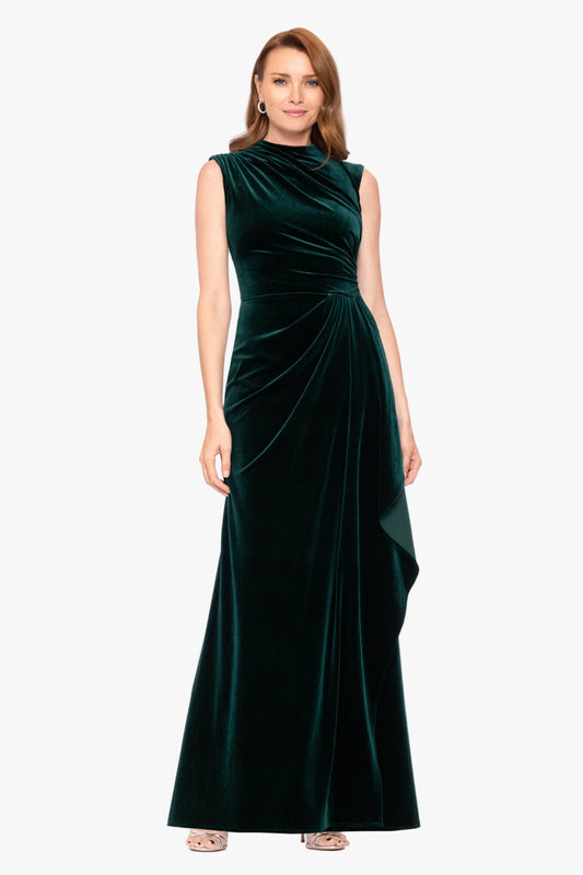 "Cherie" Velvet Side Ruched Dress - Hunter | Betsy & Adam