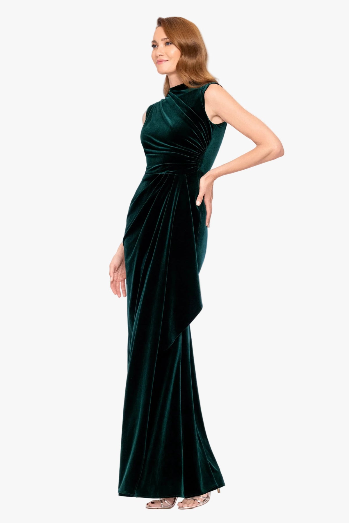 "Cherie" Velvet Side Ruched Dress - Hunter | Betsy & Adam