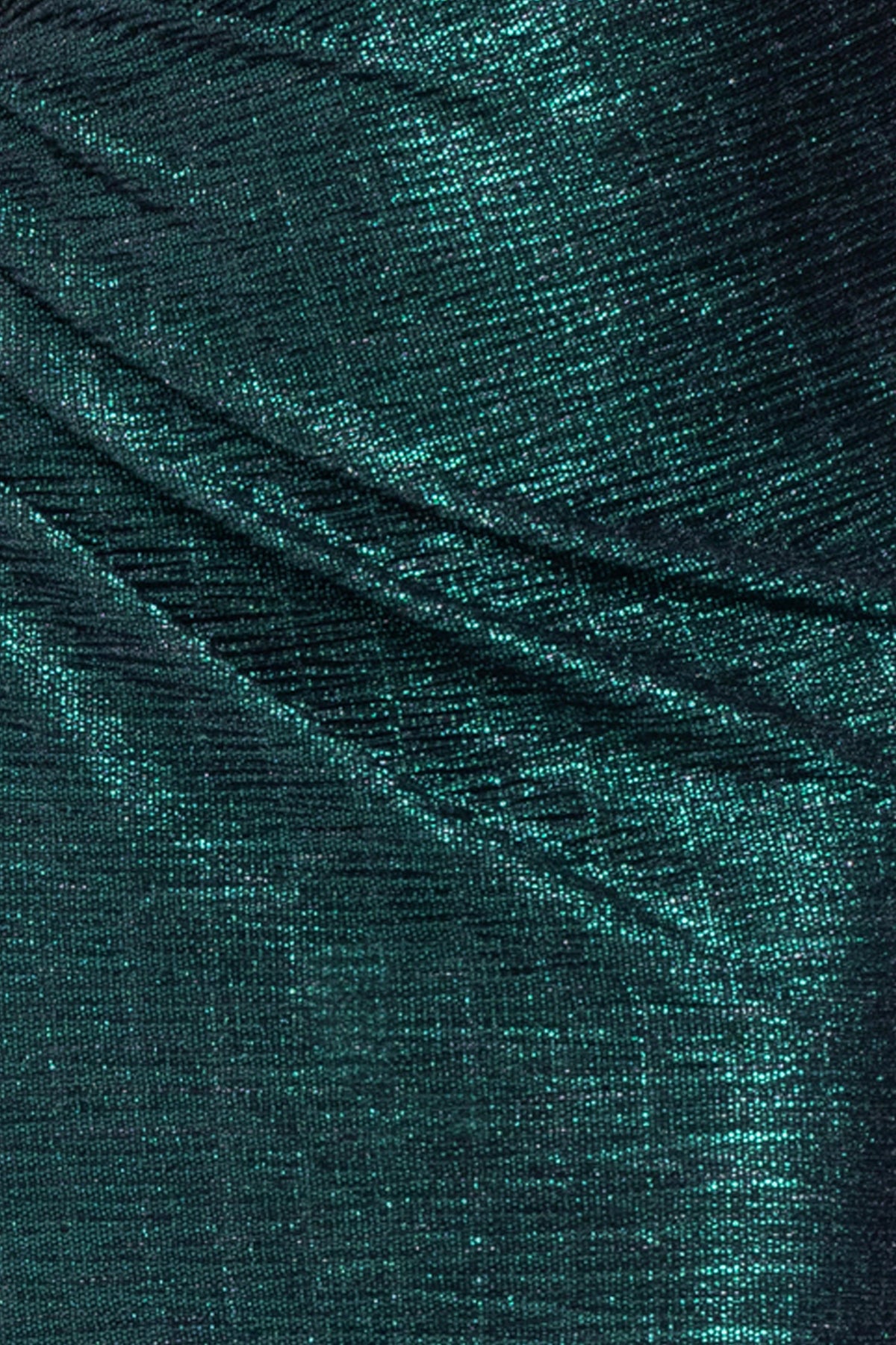 "Avril" Metallic One Shoulder Ruched Dress - Black/Emerald | Betsy & Adam