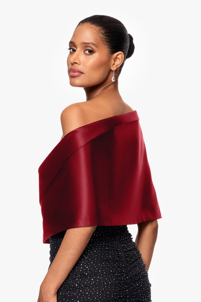 "Trixie" Satin Pull Through Shawl Wrap - Burgundy | Betsy & Adam