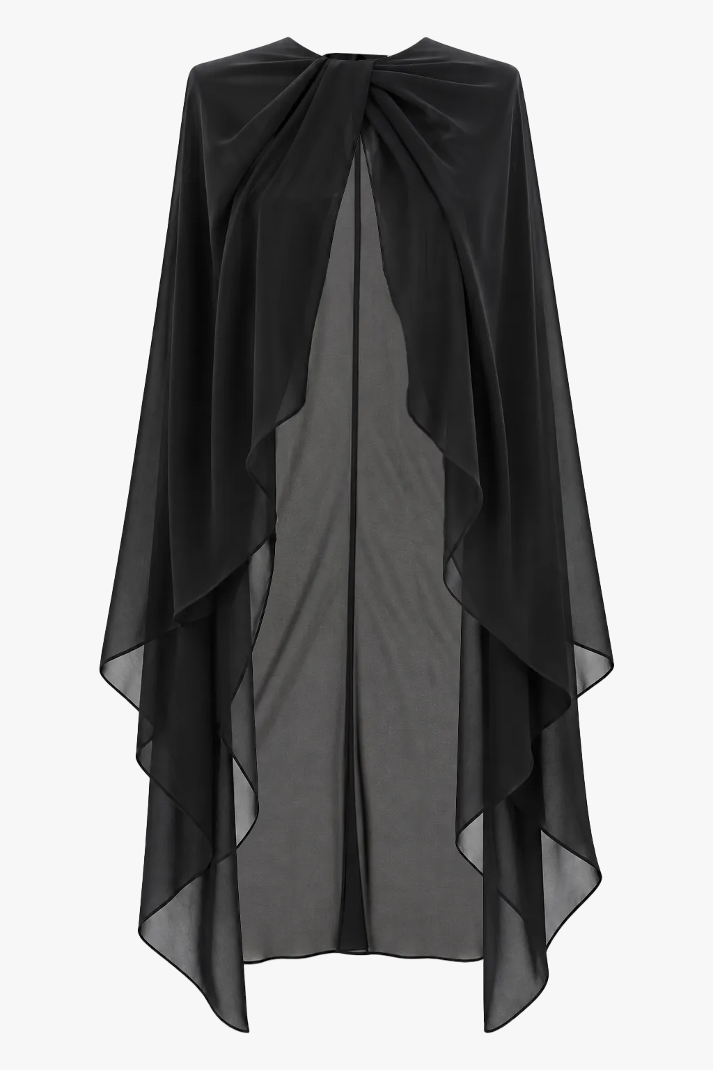 "Rose" Chiffon Twist Knot Long Cape - Black | Betsy & Adam