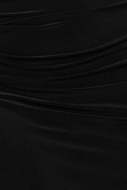 Plus “Miriam” Jersey Knit Draped Back Dress - Black | Betsy & Adam