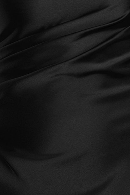 "Magnolia" Satin One Shoulder Dress - Black | Betsy & Adam