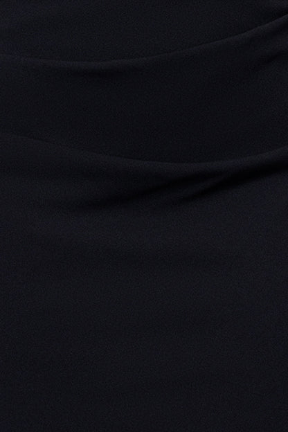 "Jordan" Scuba Crepe Draped Back Short Dress - Black | Betsy & Adam