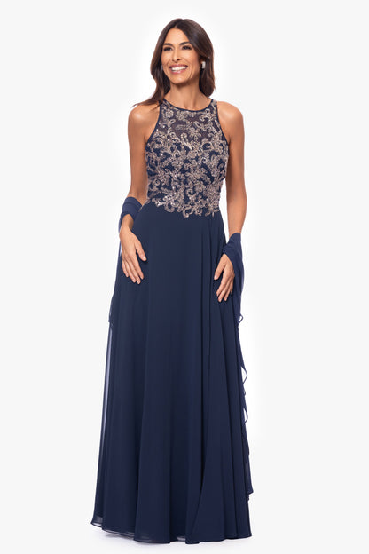 "Bernadette" Chiffon Shawl Wrap - Navy | Betsy & Adam