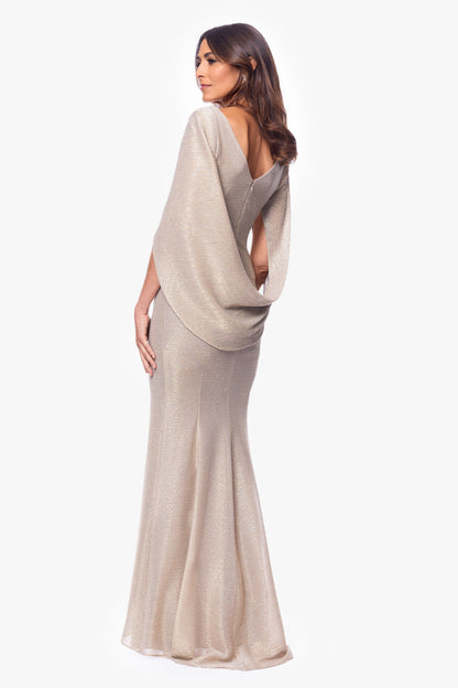 Petite "Celine" Metallic Knit Boat Neck Dress - Gold/Silver | Betsy & Adam