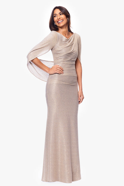 Petite "Celine" Metallic Knit Boat Neck Dress - Gold/Silver | Betsy & Adam