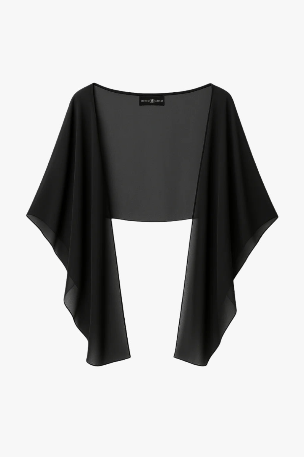 "Bernadette" Chiffon Shawl Wrap - Black | Betsy & Adam