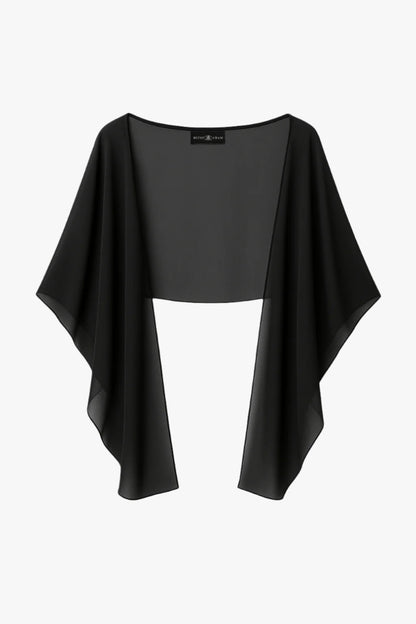 "Bernadette" Chiffon Shawl Wrap - Black | Betsy & Adam
