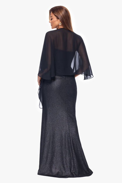 "Bernadette" Chiffon Shawl Wrap - Black | Betsy & Adam