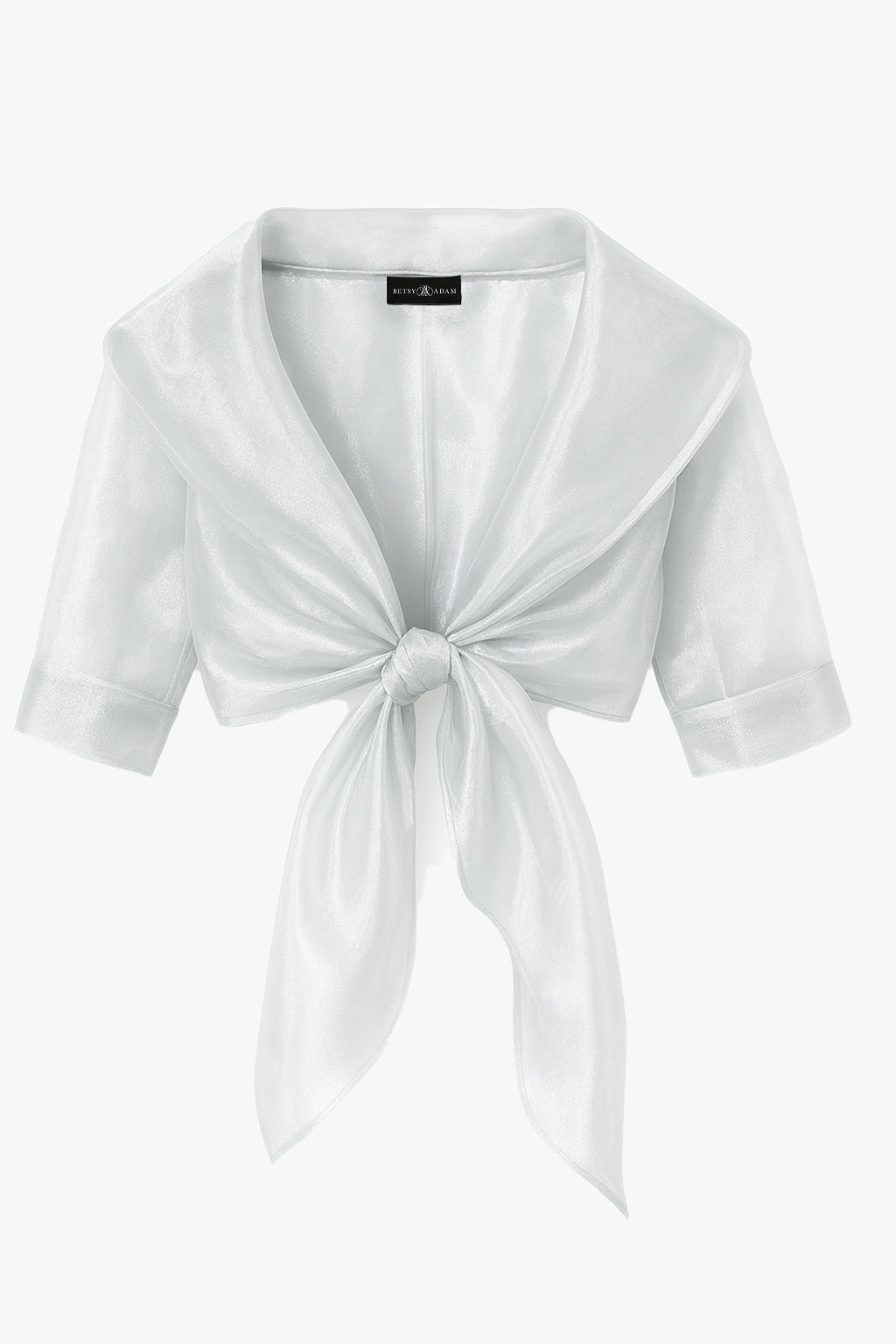 "Agnes" Organza 3/4 Sleeve Shawl Wrap - Silver | Betsy & Adam