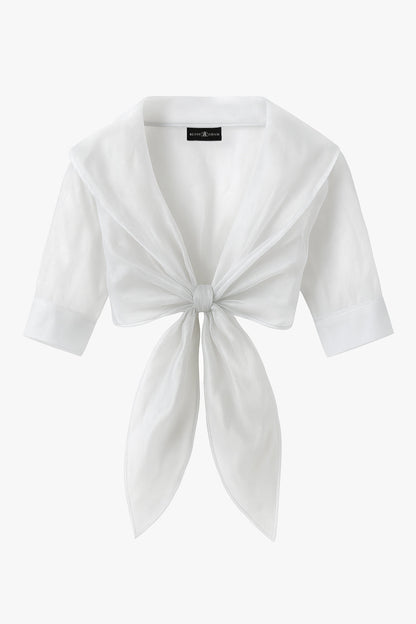 "Agnes" Organza 3/4 Sleeve Shawl Wrap - Silver | Betsy & Adam