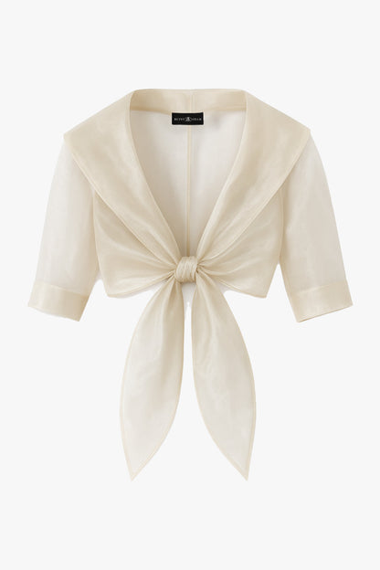 "Agnes" Organza 3/4 Sleeve Shawl Wrap - Navy | Betsy & Adam