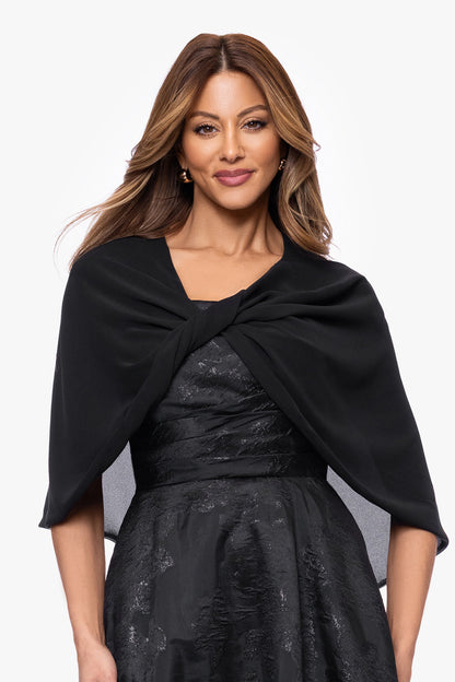 "Nikita" Chiffon Twist Shawl Wrap - Navy | Betsy & Adam