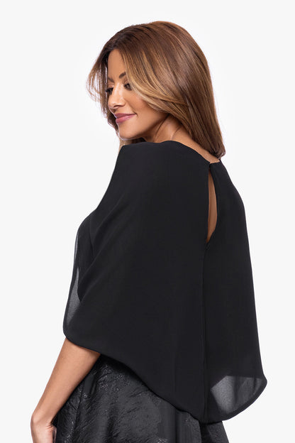 "Nikita" Chiffon Twist Shawl Wrap - Navy | Betsy & Adam
