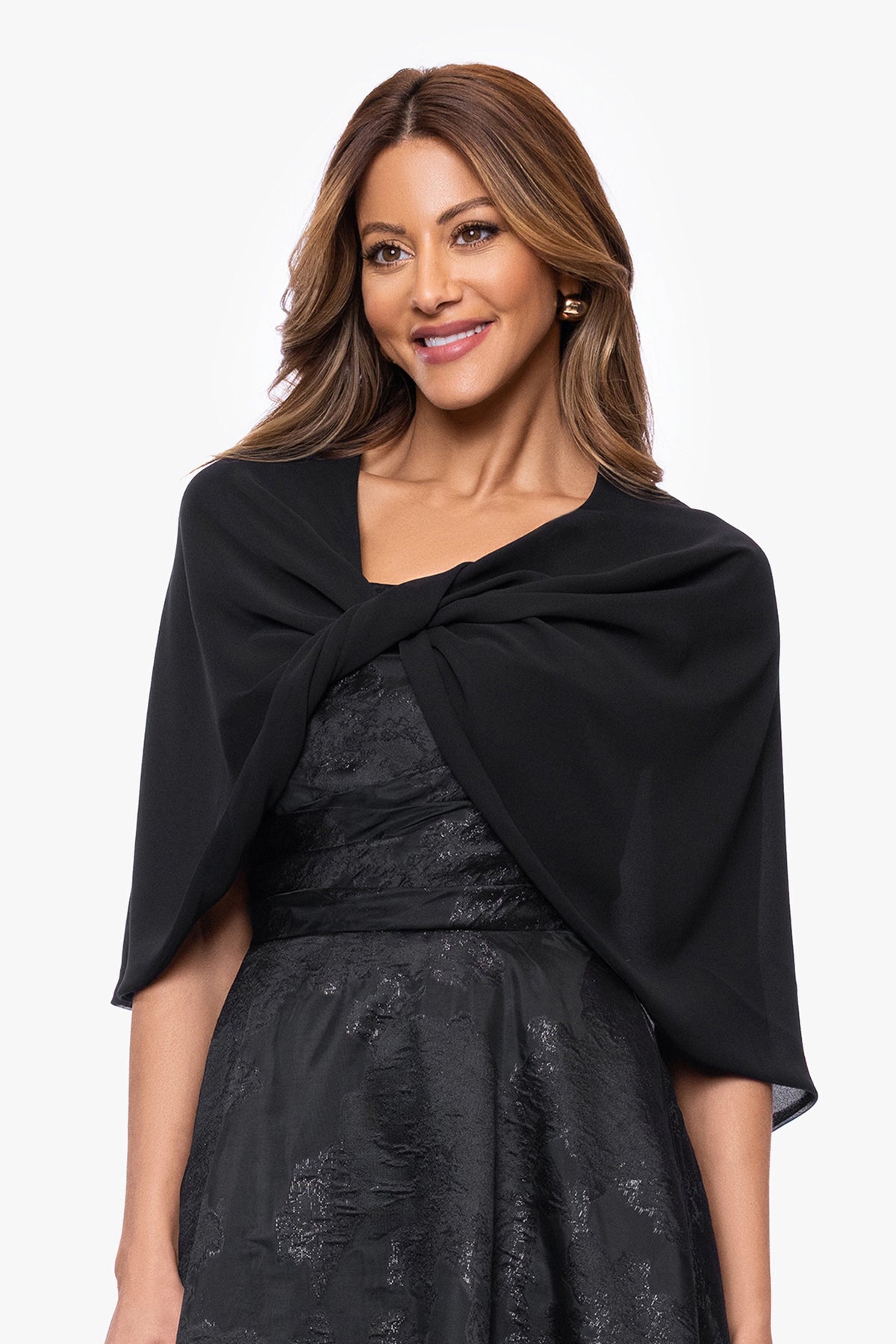 "Nikita" Chiffon Twist Shawl Wrap - Navy | Betsy & Adam