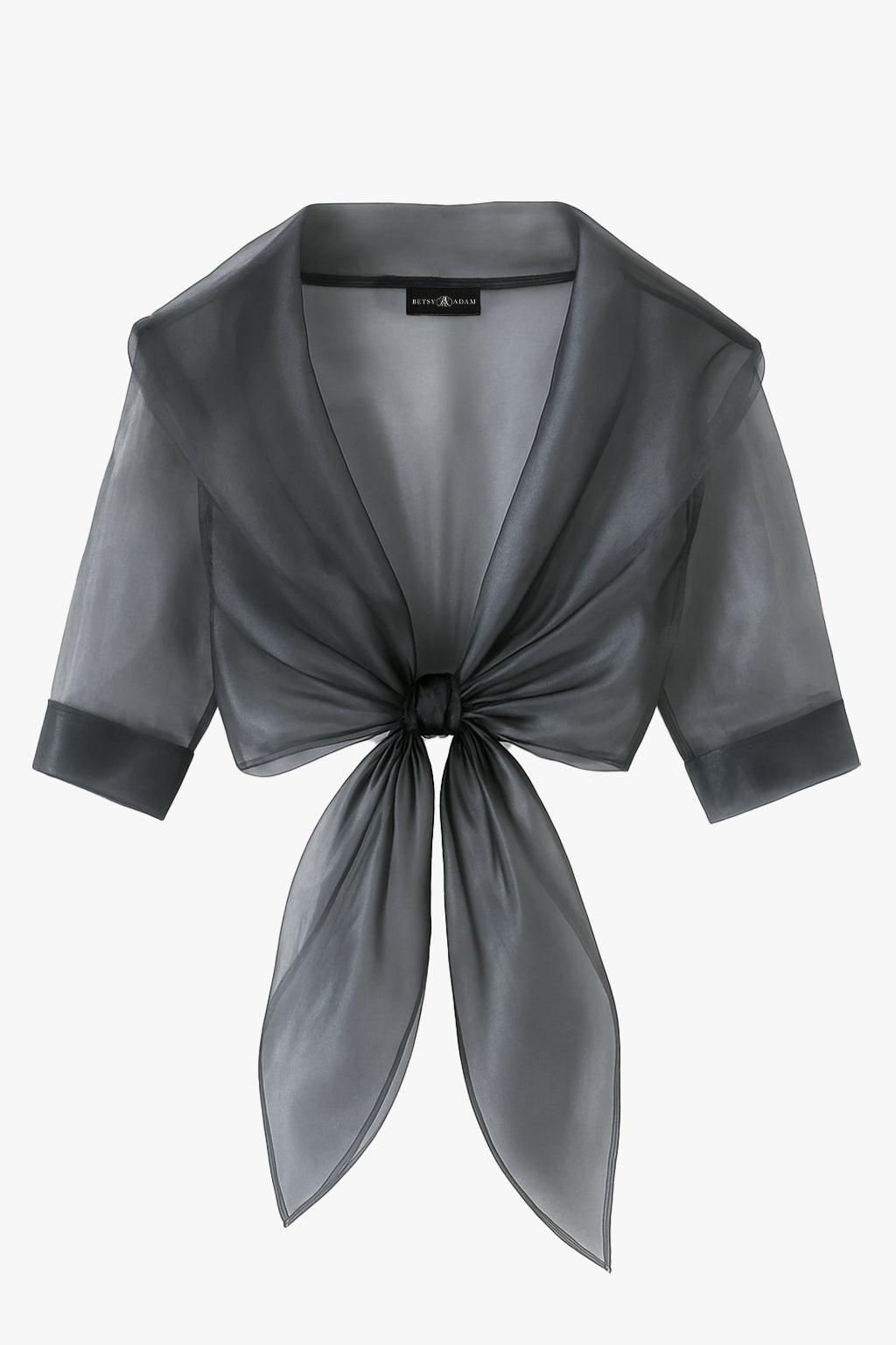 "Agnes" Organza 3/4 Sleeve Shawl Wrap - Gunmetal | Betsy & Adam