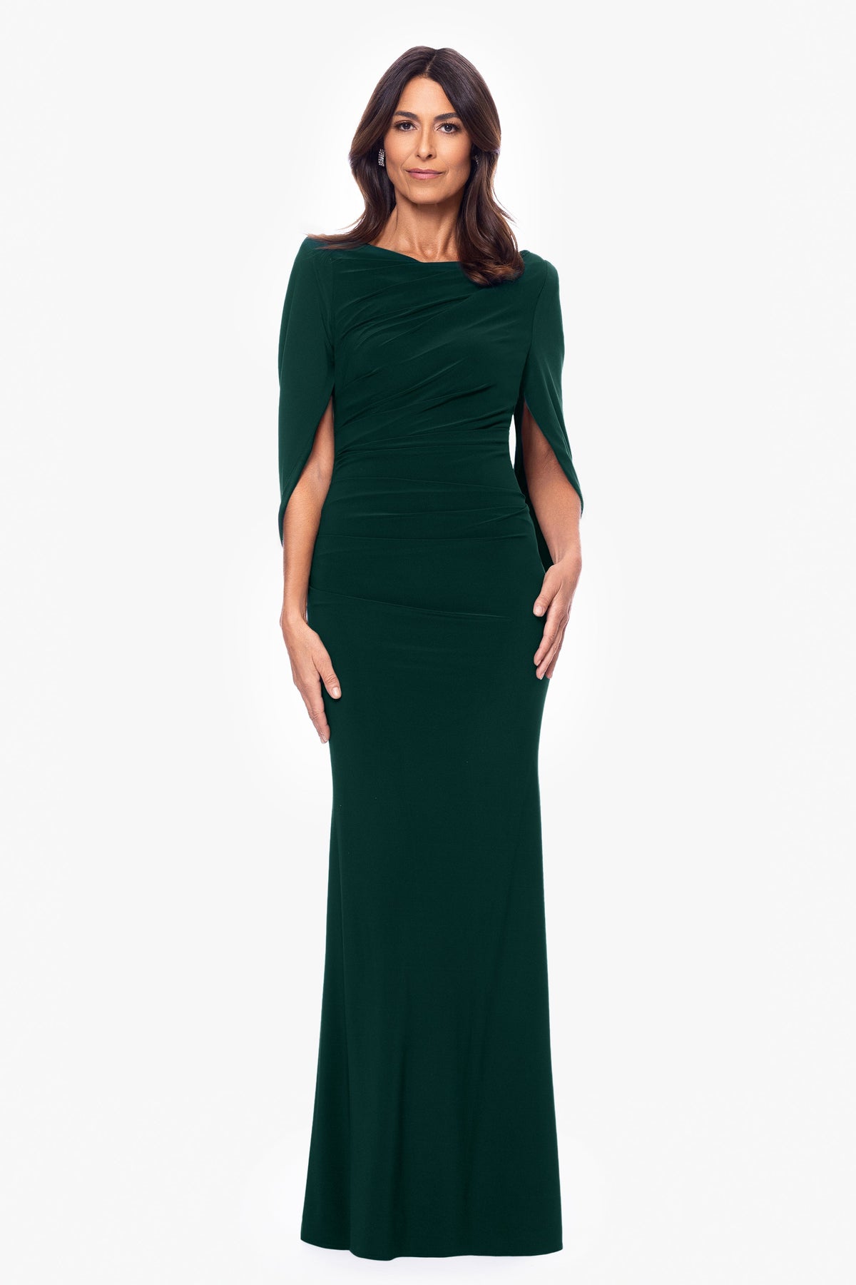 “Miriam” Jersey Knit Draped Back Dress - Forest | Betsy & Adam