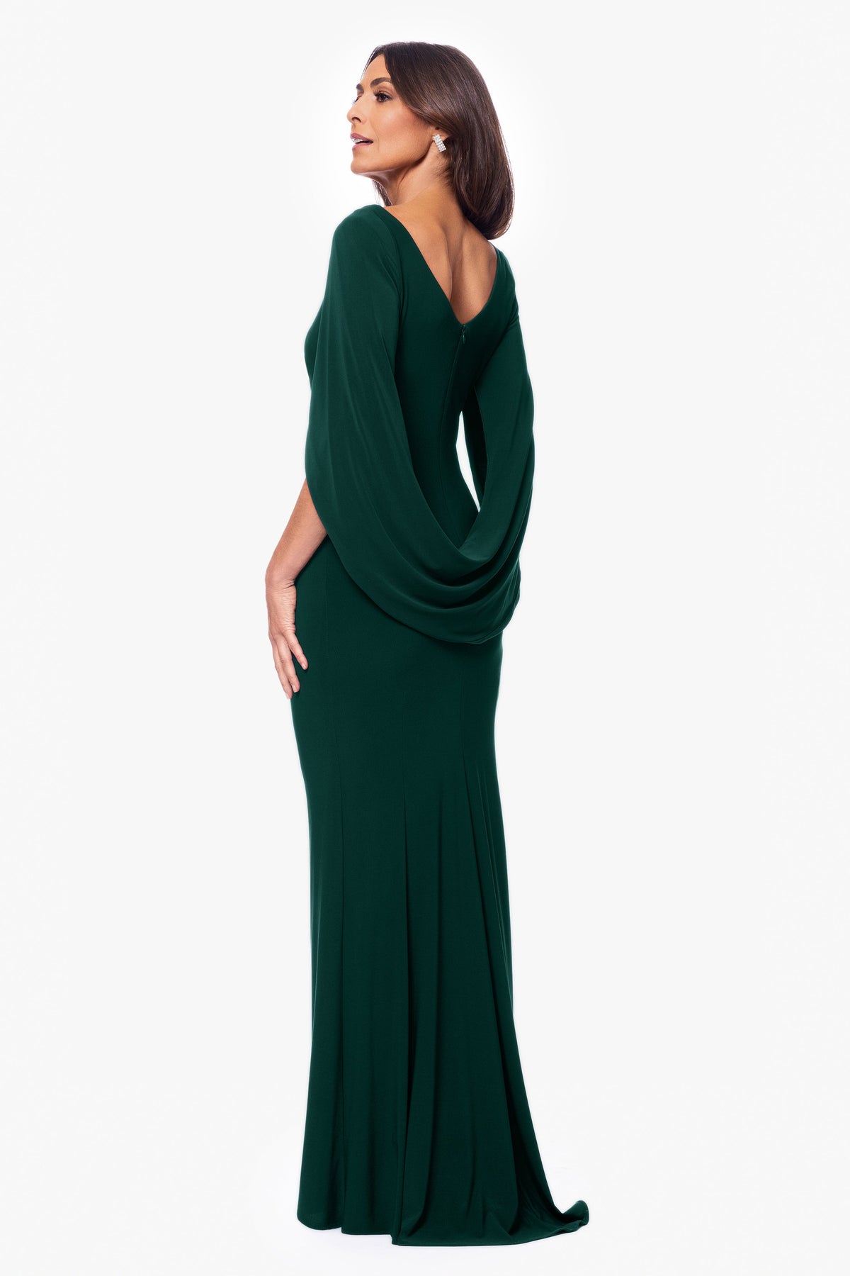 “Miriam” Jersey Knit Draped Back Dress - Forest | Betsy & Adam