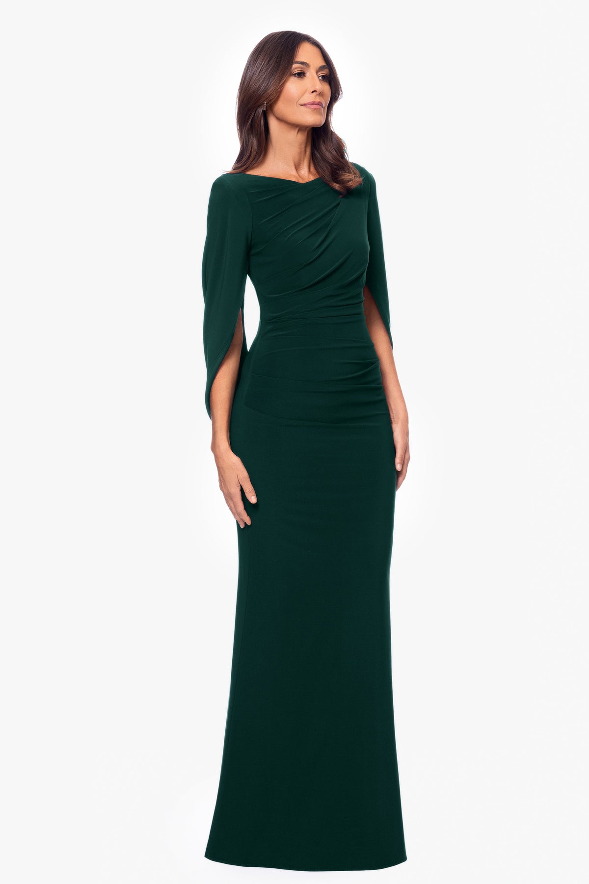 “Miriam” Jersey Knit Draped Back Dress - Forest | Betsy & Adam