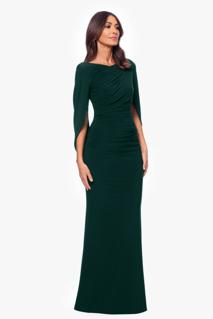 “Miriam” Jersey Knit Draped Back Dress - Forest | Betsy & Adam