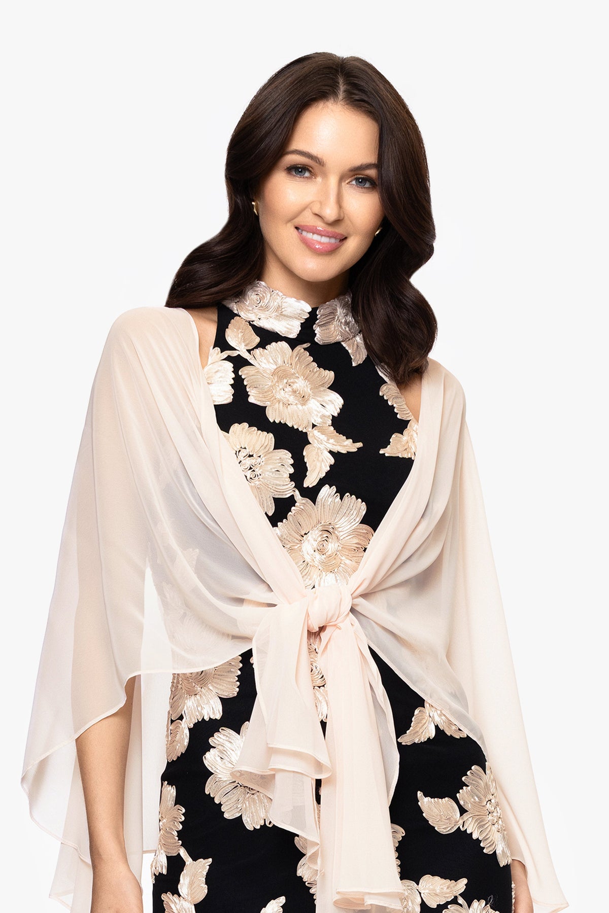 "Bernadette" Chiffon Shawl Wrap - Blush | Betsy & Adam