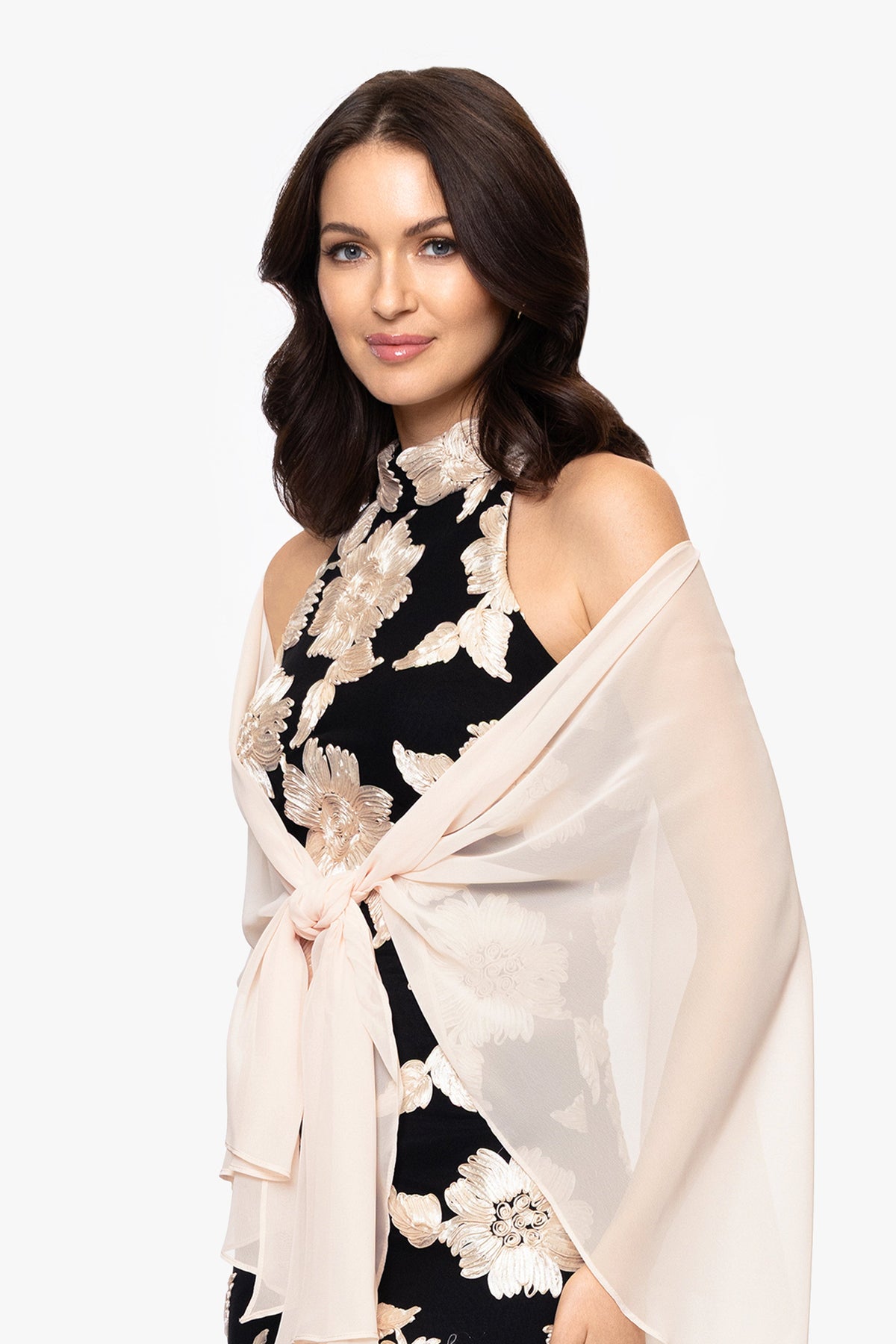 "Bernadette" Chiffon Shawl Wrap - Blush | Betsy & Adam