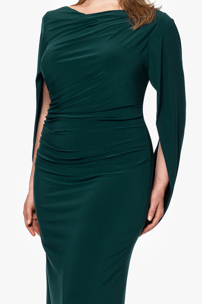 Plus “Miriam” Jersey Knit Draped Back Dress - Forest | Betsy & Adam