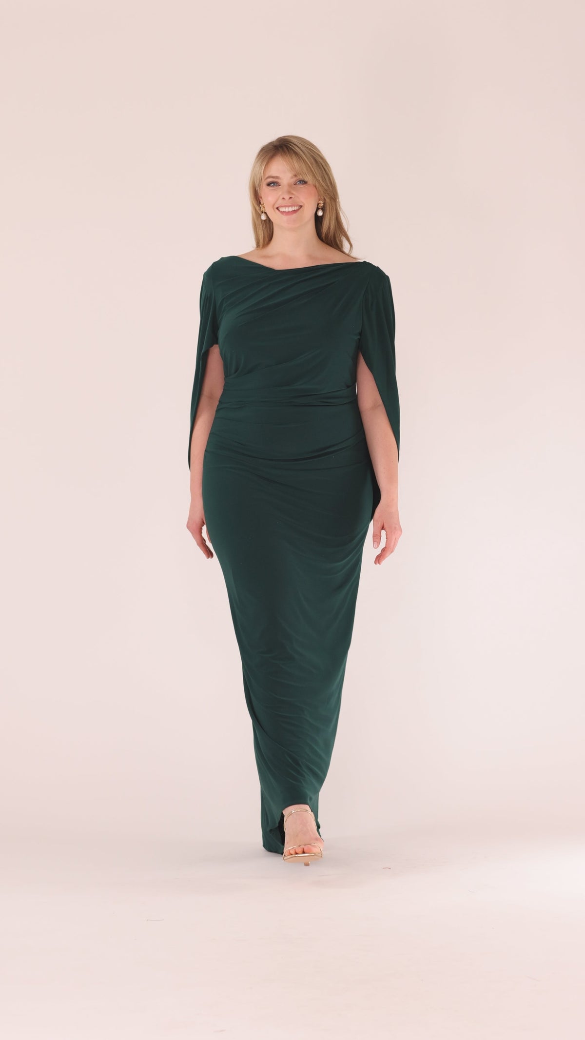 Plus “Miriam” Jersey Knit Draped Back Dress - Forest | Betsy & Adam