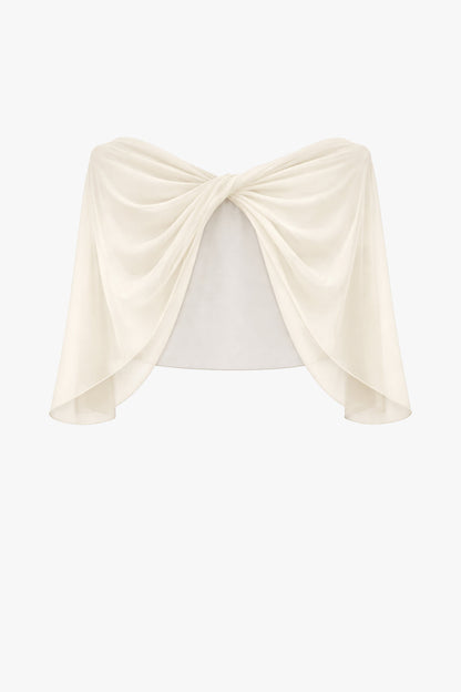 "Nikita" Chiffon Twist Shawl Wrap - Ivory | Betsy & Adam