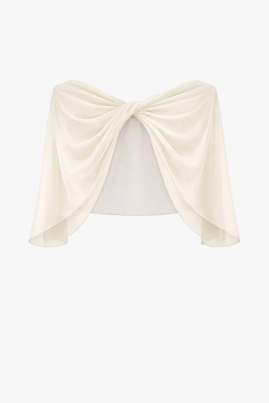 "Nikita" Chiffon Twist Shawl Wrap - Ivory | Betsy & Adam