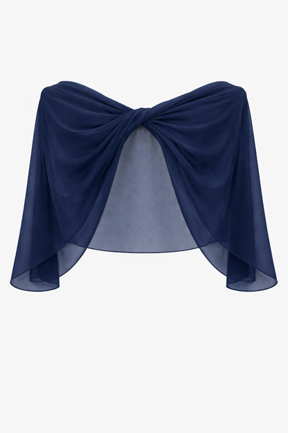 "Nikita" Chiffon Twist Shawl Wrap - Ivory | Betsy & Adam