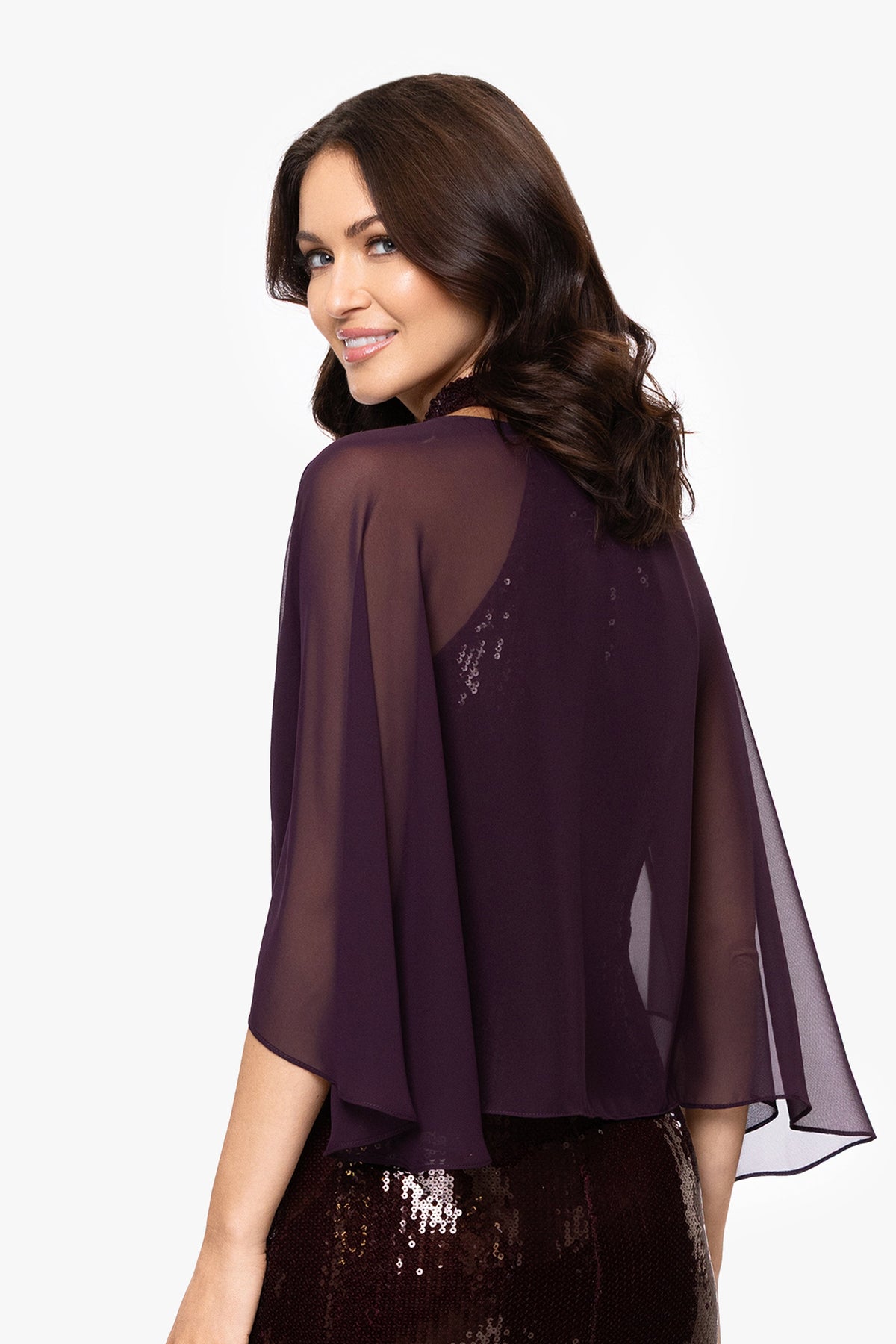 "Bernadette" Chiffon Shawl Wrap - Mulberry | Betsy & Adam