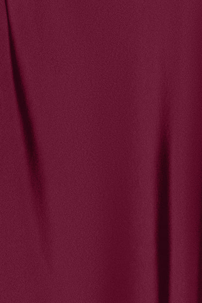 Petite "Colette" Satin Ruched Trim Dress - Wine | Betsy & Adam