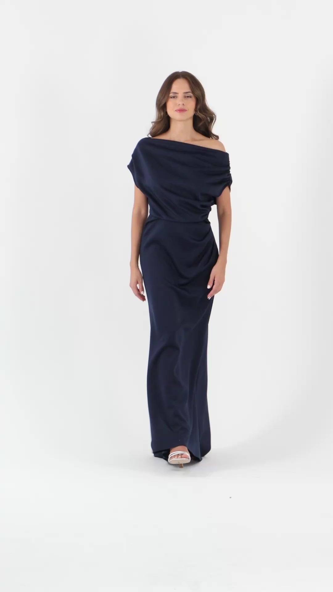 "Lillian" Techno Scuba Ruched Dress - Midnight | Betsy & Adam