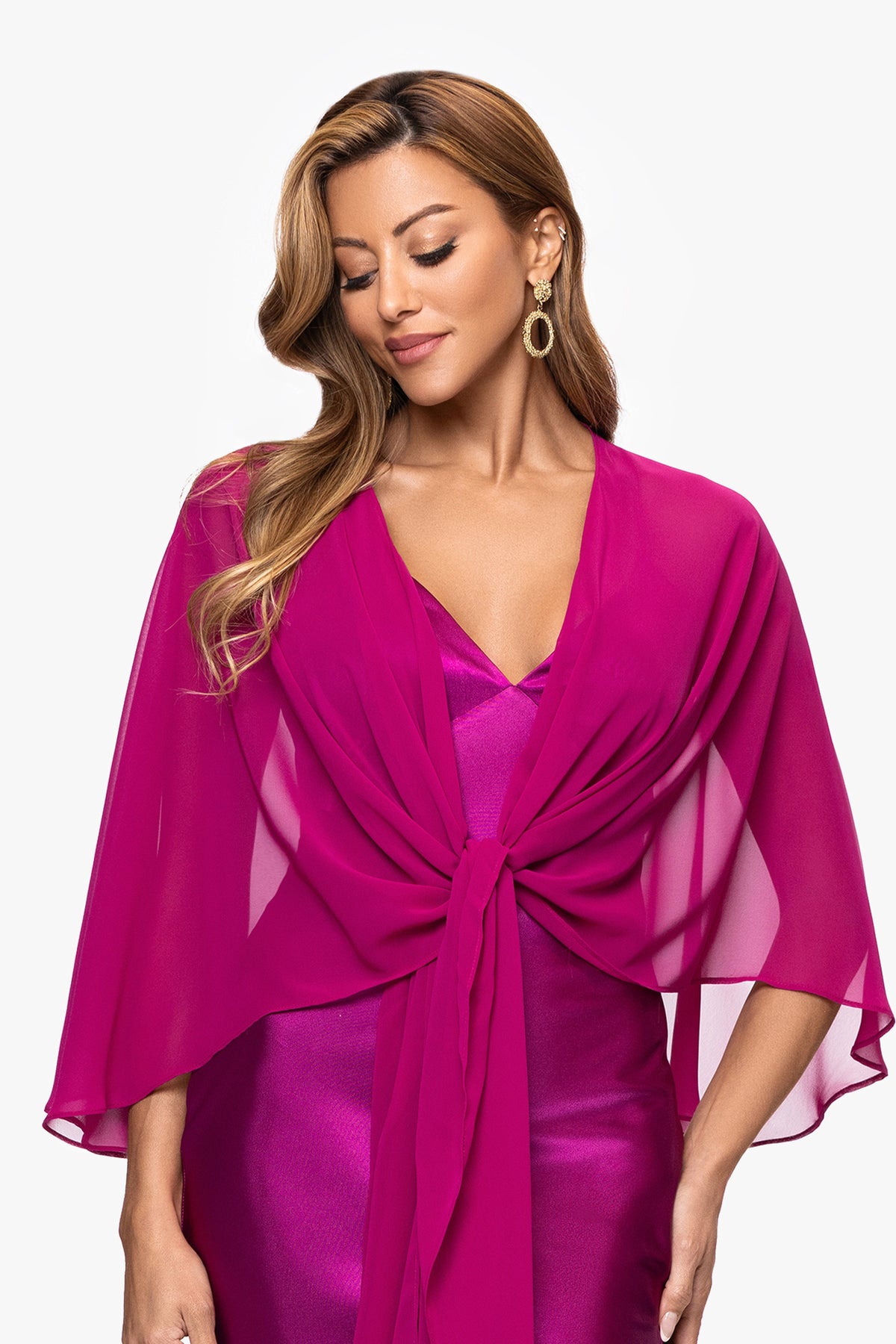 "Bernadette" Chiffon Shawl Wrap - Magenta | Betsy & Adam