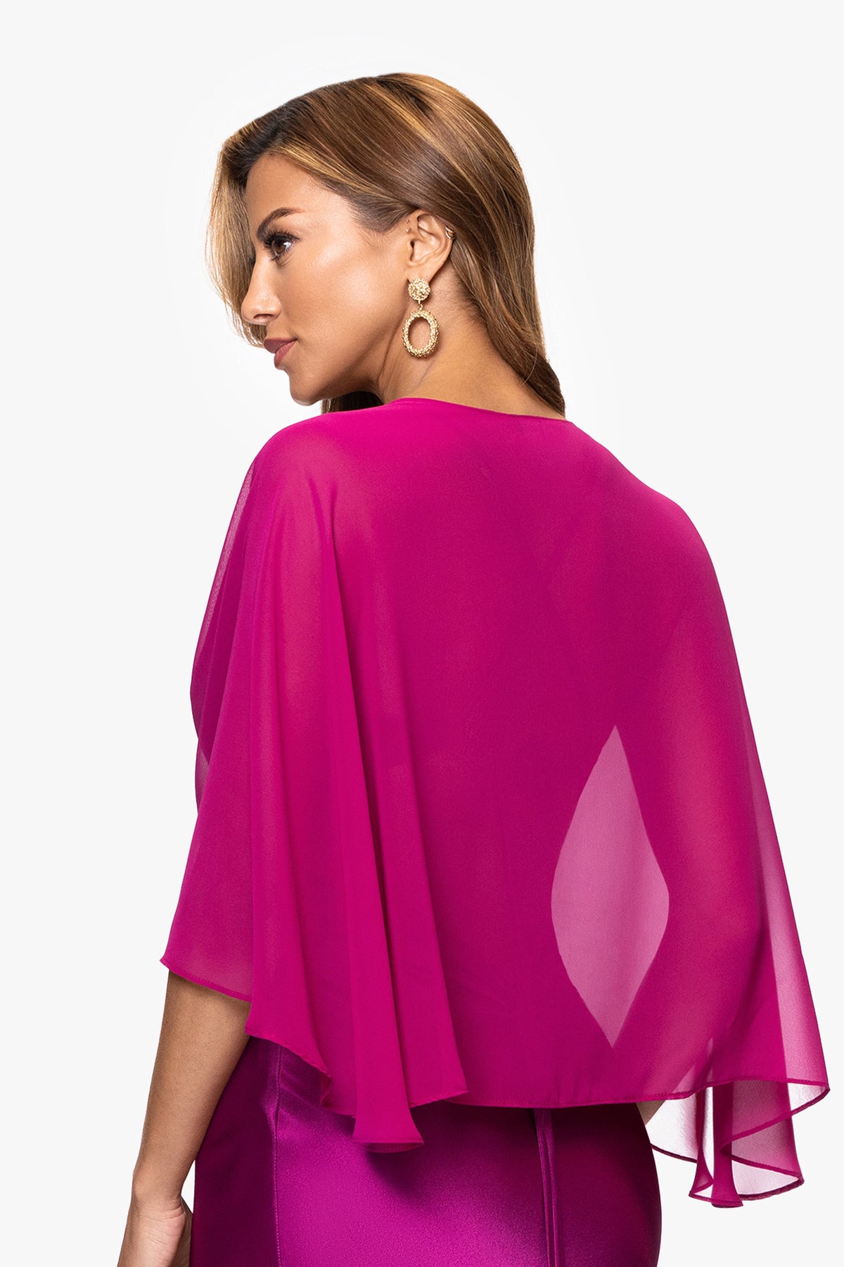 "Bernadette" Chiffon Shawl Wrap - Magenta | Betsy & Adam