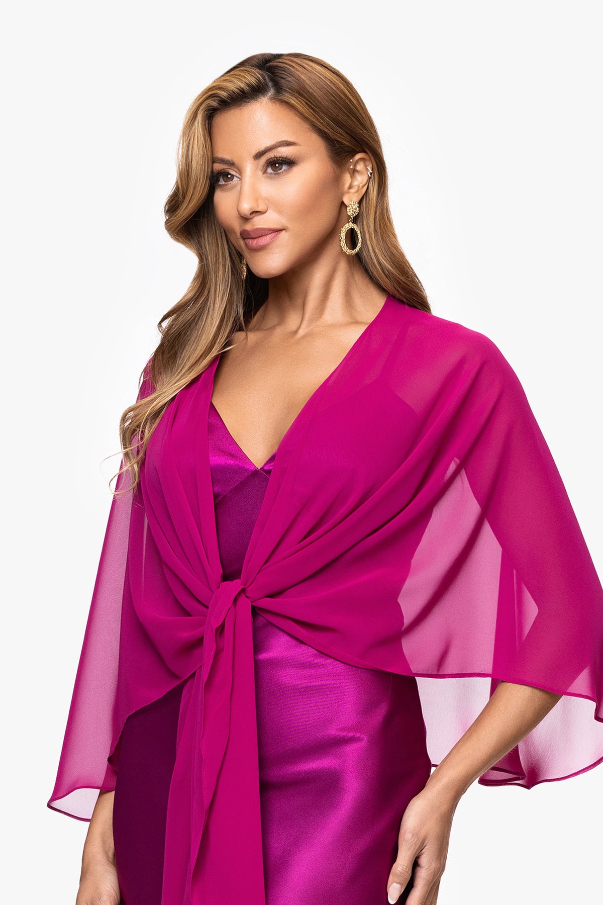 "Bernadette" Chiffon Shawl Wrap - Magenta | Betsy & Adam