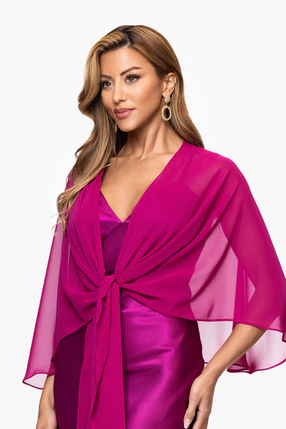 "Bernadette" Chiffon Shawl Wrap - Magenta | Betsy & Adam