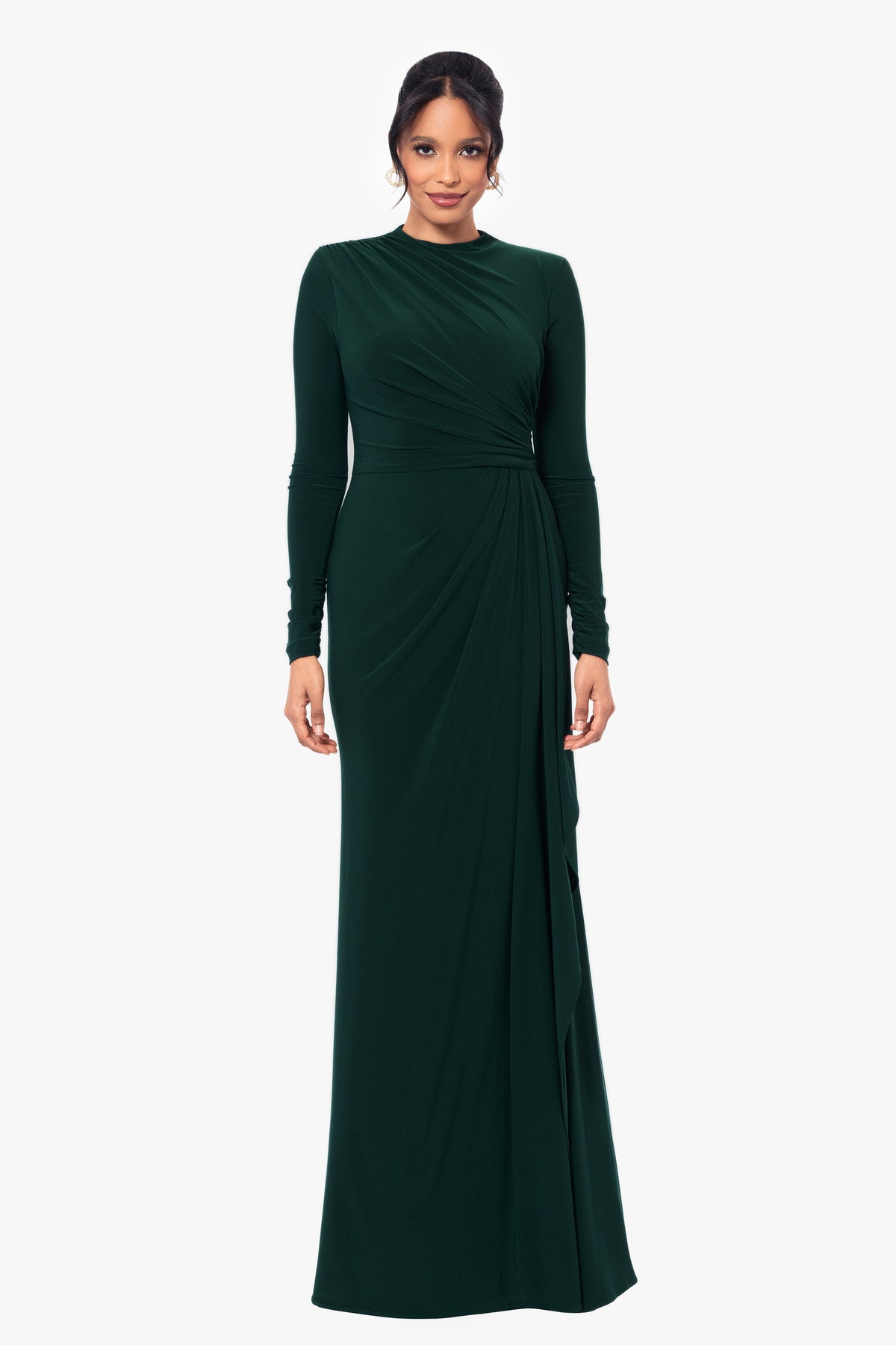 "Jeanette" Stretch Knit Long Sleeve Dress - Pine | Betsy & Adam
