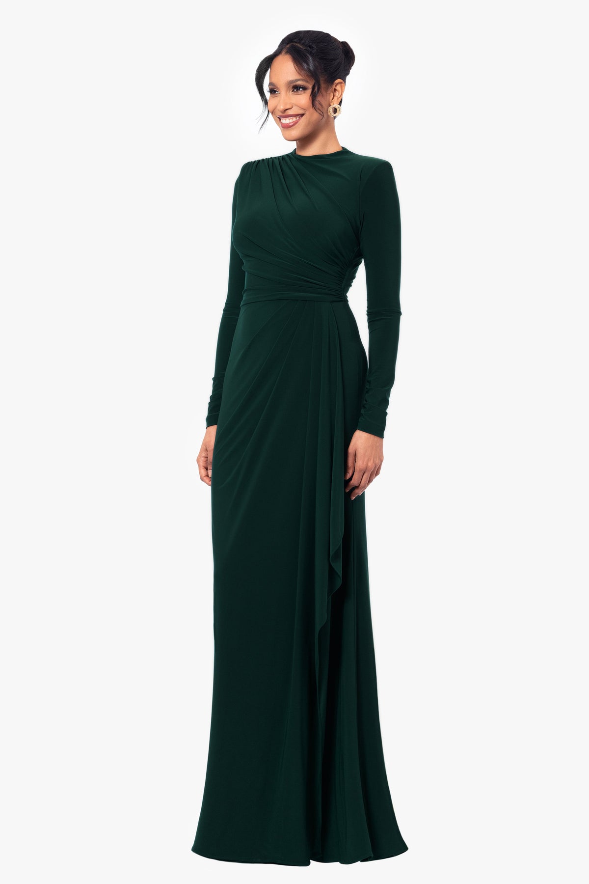 "Jeanette" Stretch Knit Long Sleeve Dress - Pine | Betsy & Adam