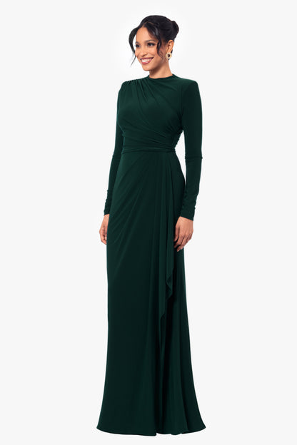"Jeanette" Stretch Knit Long Sleeve Dress - Pine | Betsy & Adam